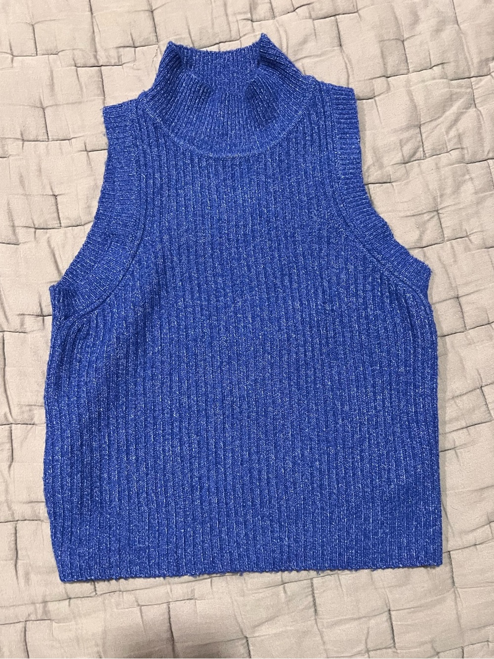 Jessica Simpson Royal Blue Ribbed Mock Neck Sleeveless Tank